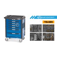 Тележка NORDBERG 7 выдвижных ящиков с набором инструментов TOLSEN BOXER, 157 предметов Тележка NORDBERG 7 выдвижных ящиков с набором инструментов TOLSEN BOXER, 157 предметов